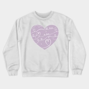 Big cute purple heart with doodle pattern. Crewneck Sweatshirt